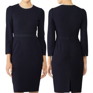 LK Bennett Womens Stitched Sawyer Navy Sheath Dress Office Career Work Size 10